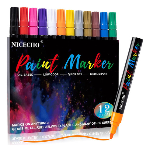 Bolígrafos De Pintura Base De Aceite, 12 Colores Marca...