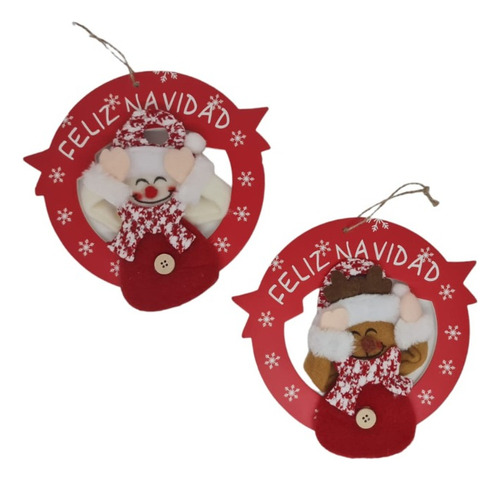 Set De Muñecos Navideños Para Colgar Feliz Navidad X6