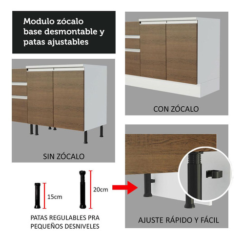 Mueble de Cocina Integral de Esquina Glamy 329 cm Blanco/Marrón 01