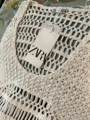 Zara Vestido Macramé Blanco Talle S /m