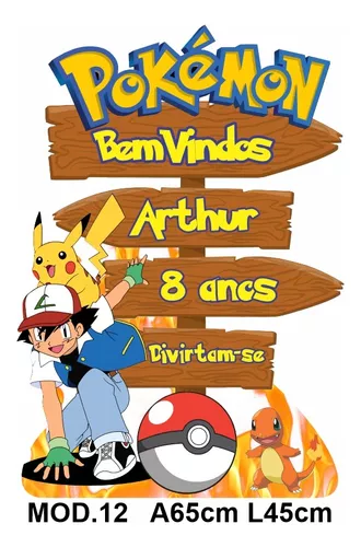 Display Festa Decoração Pokemon Com Nome Personalizado Mdf