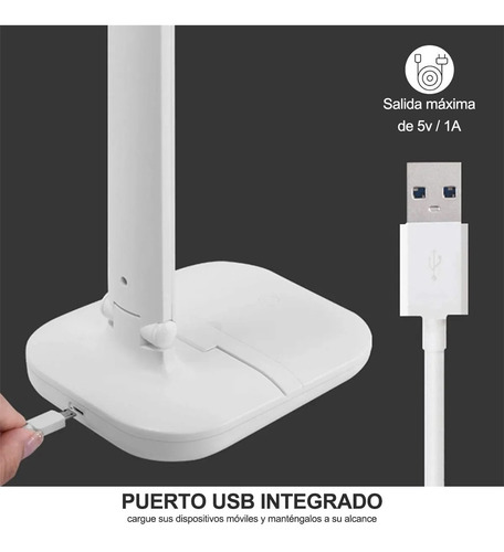 Imagen 5 de 9 de Lámpara Led De Lectura Para Escritorio, Recargable Usb