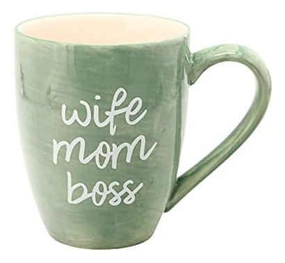 Mom Life Wife Mom Boss Green Taza De Café De Cerámica Grande