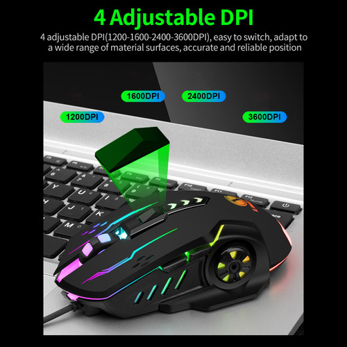 D Ratón Ergonómico Con Cable Usb Con Dpi Ajustable Y