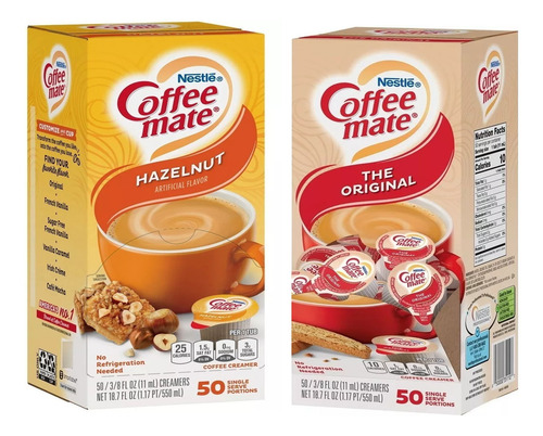Pack Coffee Mate Crema Líquida C/50 Cups 2 Sabores 11ml C/u
