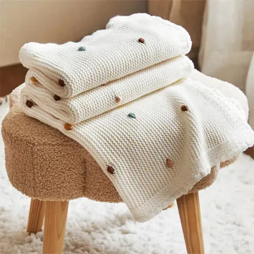 Manta Suave Para Bebé, Ideal Para Cuna Y Cochecito Color Blanco Puntos