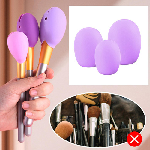 3 Piezas De Funda Protectora De Silicona Para Brochas De