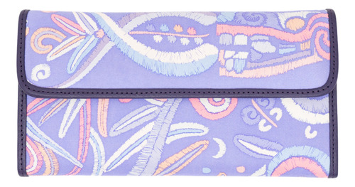 Cartera De Bolsillo Seda Pineda Covalin Diseño Quetzalcóatl Color Lila