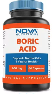 Ácido Bórico Supositorios X 60 Cápsulas Vaginales 600mg Eeuu