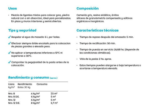 Imagen 3 de 6 de Mezcla Adhesiva Weber Porcelanato X 30kg
