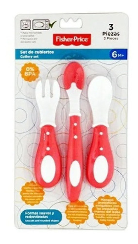 Cubiertos Para Bebe Set X 3 Fisher Price Bpa Free Rojo