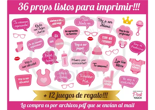 comprar Props + Juegos Imprimibles Baby Shower, Photo Booth Carteles