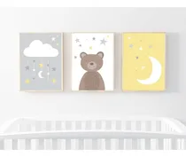Comprar Set X3 Cuadros Infantiles Nórdicos Osito Completos 23x33 Cm.
