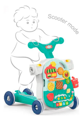 Caminador Mesa Didactica Bebe 4 En 1 Con Monopatin Cm12 Verde