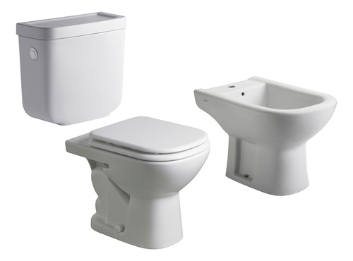 Juego De Baño Ferrum Bari Completo Inodoro Bidet 1 Agujero *