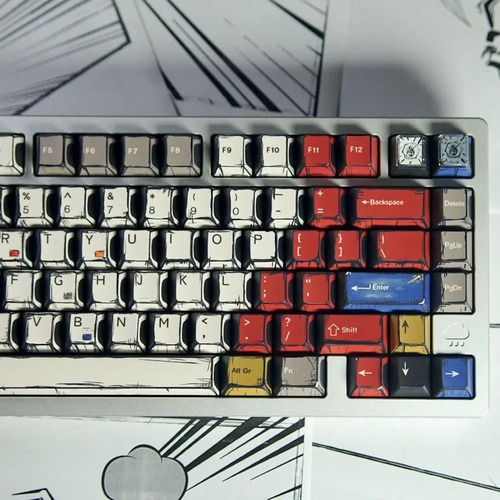 Capa Para Teclas Pbt Comic Style Keycaps Cherry 141 Teclas Branco Inglês Us