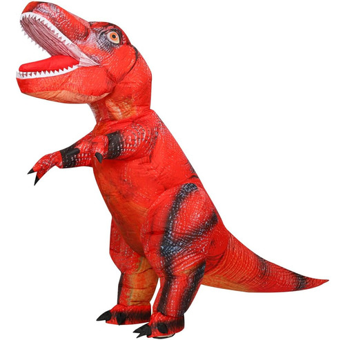 Disfraz De Dinosaurio Inflable Para Adulto Poliester Rojo