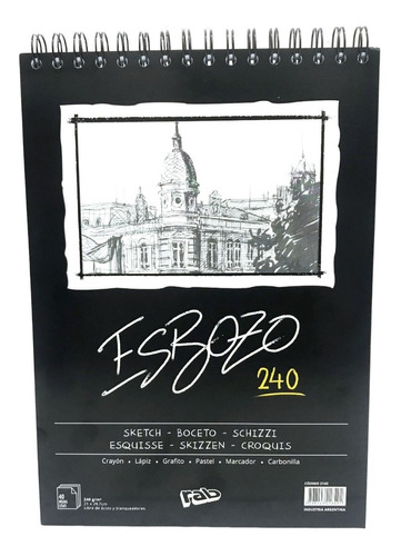 Block Dibujo Esbozo A4 240 Grs 40 Hojas -producto Premium-