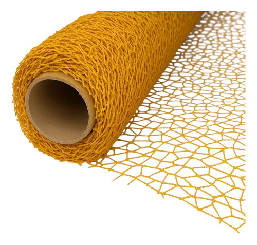 Rollo De Malla Tela Telaraña Ramo Flores Papel Coreano 3028 Dorado Telaraña