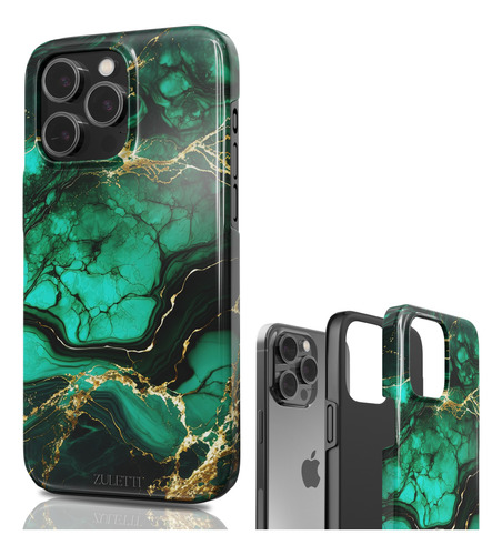 Funda Doble Capa Para iPhone Carcasa Efecto Mármol Brillante