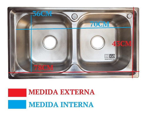 Imagen 2 de 7 de Pileta Doble De Acero Inoxidable 304 Sobreponer + Valvulas