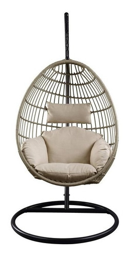 Imagen 2 de 4 de Silla Colgante Mecedora Beige, Silla Moderna Para Exterior