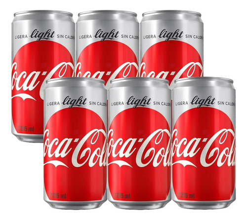 Refresco Coca Cola Light Mini Latas 6 Pzs De 235 Ml C/u