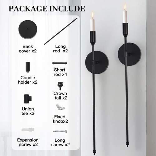 Bodoniy Candeler De Pared, Apliques De Velas De Pared Negra