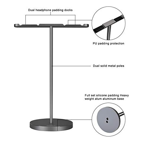 Soporte Doble Para Auriculares, Escritorio De Aleación De Al