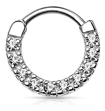 Aros - Forbidden Body Jewelry 16g 10mm Rounded Top Pave Cz C