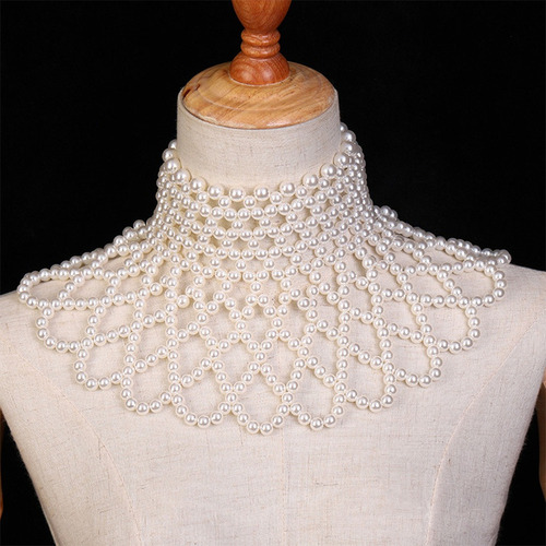 (w) Collares Tipo Chal De Perlas, Cadena Corporal, Cuello Co