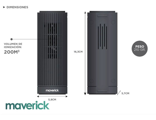 Ozonizador Ionizador Aire Antibacterial Purificador Maverick