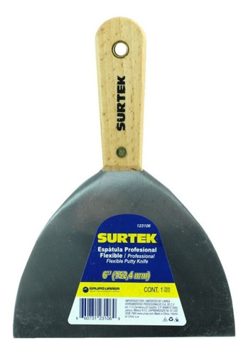 Espátula Flexible Mango Madera Surtek 123106 153mm 29906550