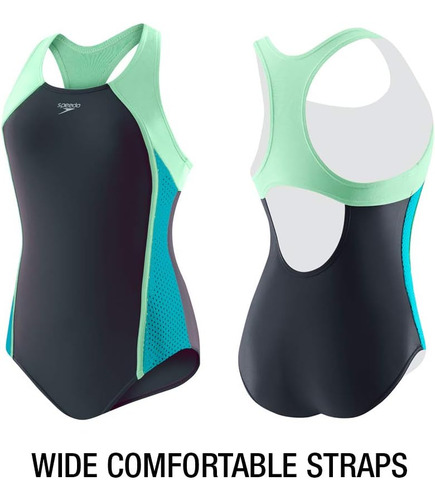 Speedo Girls Traje De Baño De Una Pieza Mesh Splice Strap