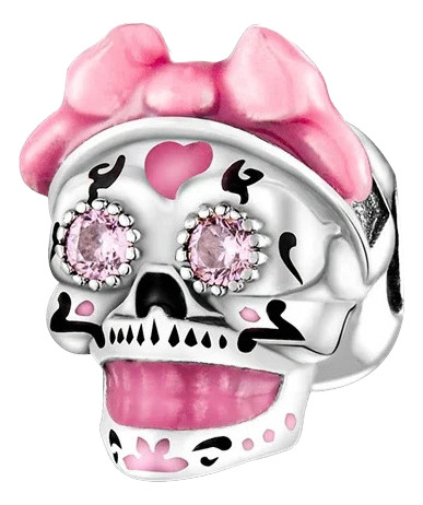 Charm Dije Para Pandora Pulsera Calavera Calaca Mexicana Rosa