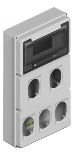 Caja Ip65 P/ Tablero De Obra 12 Din Para 5 Tomas Genrod