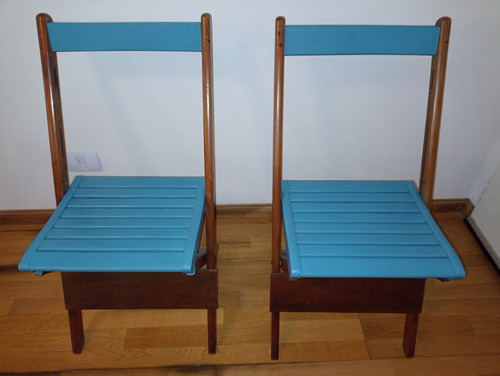 Sillas Plegables X2 Madera Ext.celeste Refuerzo Patas Balcon