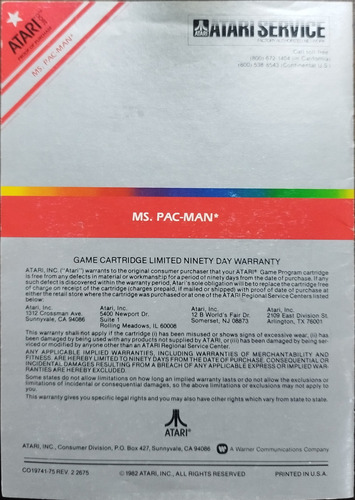 Ms. Pac-man Atari 2600 Con Caja Y Manual (Usado)