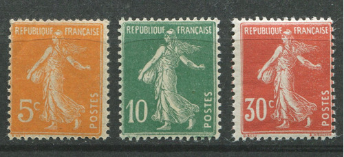 Francia Sellos Estampillas Yvert 158 A 160 Mnh Semeuse 1921