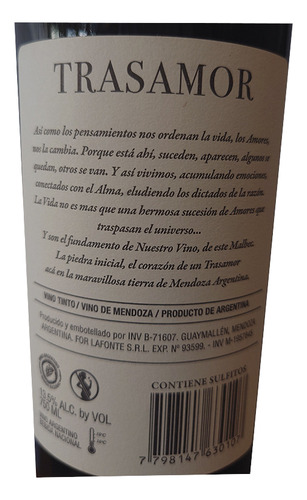 Vino Tinto Trasamor Malbec Caja X 6 Josecubas_wines
