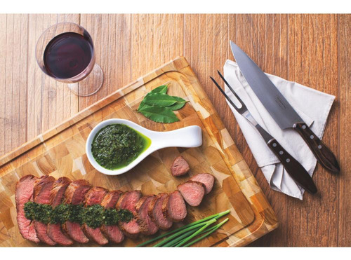 Tábua Profissional Carne Cozinha Chef Tramontina Teca 40x40
