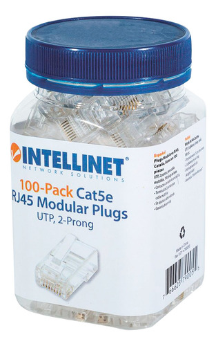 Bote De Conector Plug Rj45 Cat5e Intellinet 100 Piezas 79005