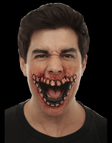 Aplicación Sonrisa Malvada Látex Hallowen Terror 25702 Color Rojo Evil Grin