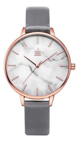 Shengke Reloj De Pulsera Para Mujer, Correa De Cuero, De Lu.