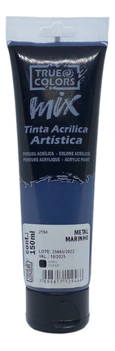 Tinta Acrílica Artistica Mix Metálica 150ml True Colors Cor Marinho Metal