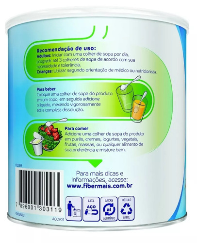 Imagen 3 de 3 de Suplemento en polvo Nestlé Fiber Mais en lata de 260g