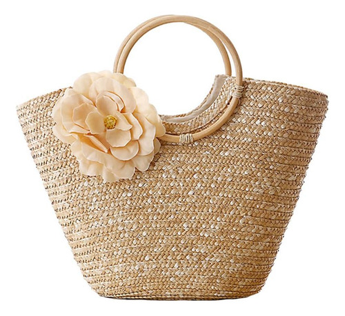 Bolso De Mano De Paja Para Mujer, Tejido Con Flores, Para Ve