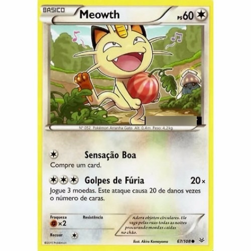 2x Meowth Pokémon Normal Comum 67/108 - Xy Céus Estrondosos