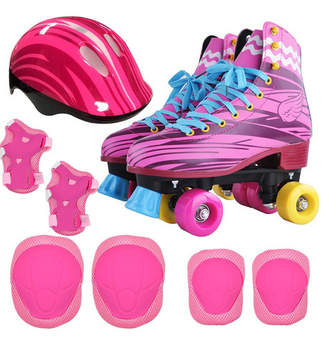 Kit Patines Chicos 4 Ruedas Artistico Casco Rodilleras Gtia