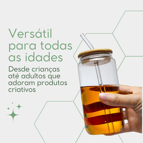 Madock Variedades Copo Lata 500ml Com Tampa Bambu E Canudo Vidro Drinks Estilo Tiktok Moda Divertido Personalizado Com Adesivo Drinks Sucos Smoothies Presente